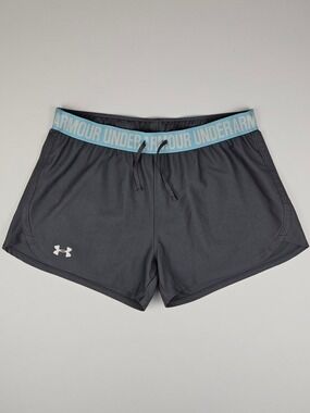 Under Armour Play Up 3.0 Shorts Women’s Medium Gray Blue Athletic Running Gym